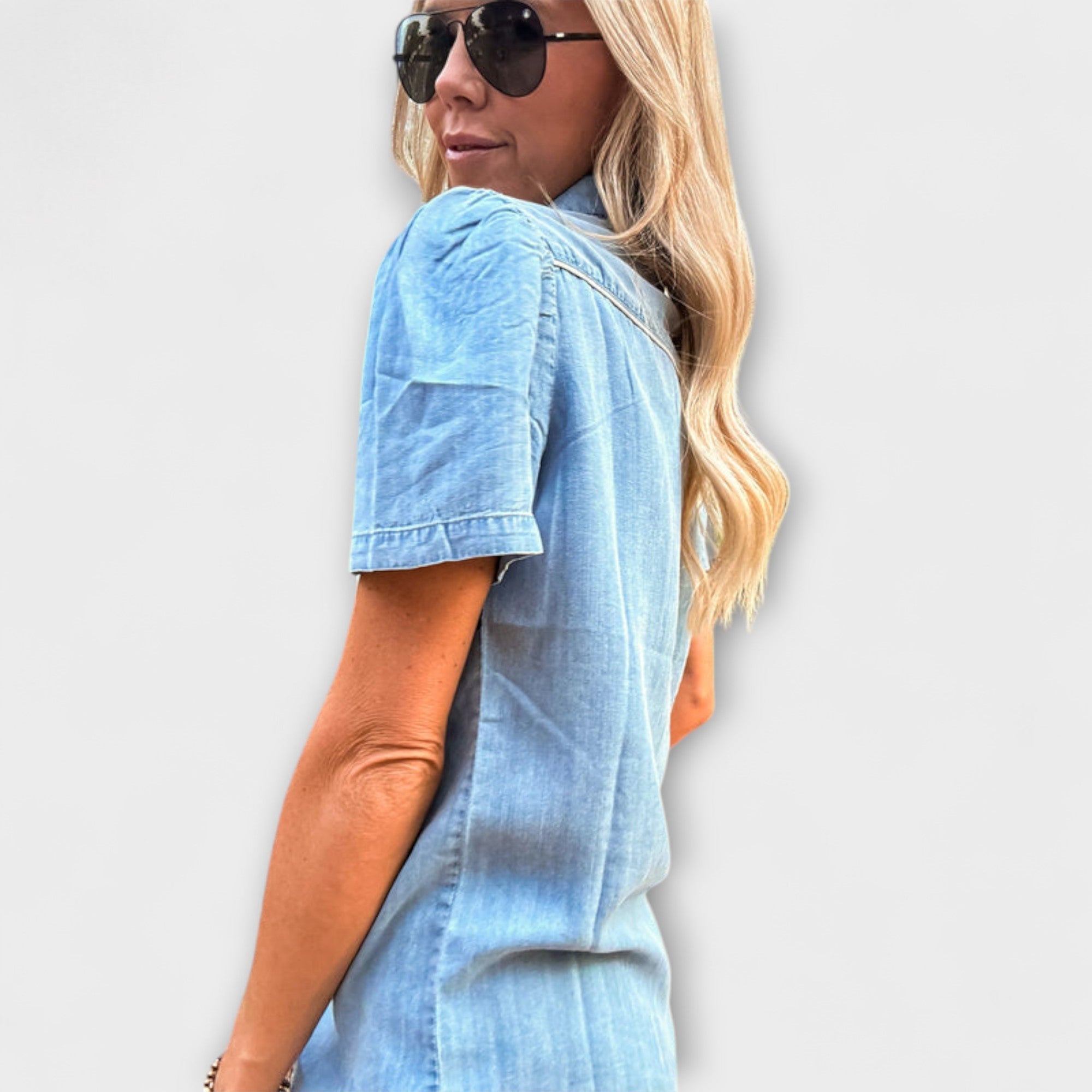 Autumn - Blue Booker Western Shirt with Button Placket