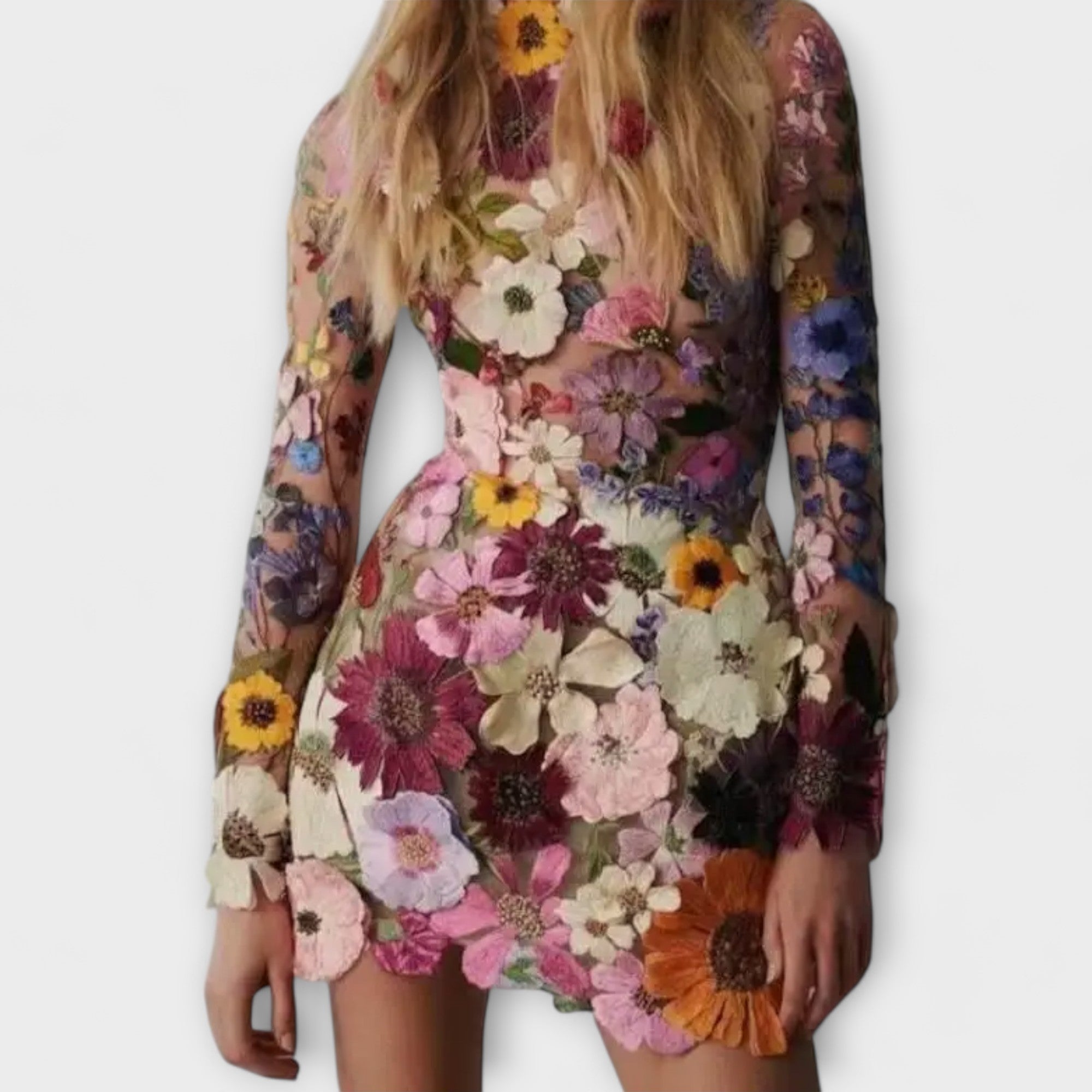 Dolores - Dress with a 3D floral pattern