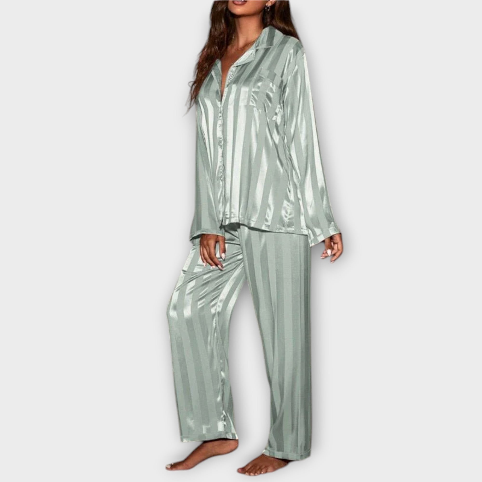 Bella Striped Satin Pyjama Set