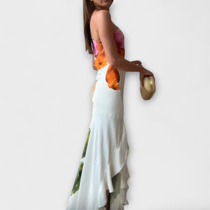 De Sapphire - Elegant Patchwork Maxi Dress